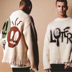 LOITER Rodeo Knit Sweater Men’s‎ XS | Graphic Distressed Streetwear Pullover